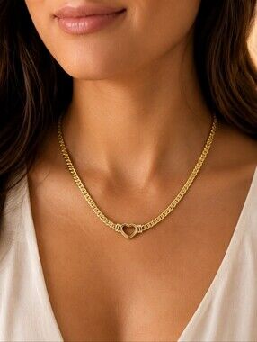 Stainless Steel Gold Plated Heart Pendant Non-Tarnish High Quality Necklace